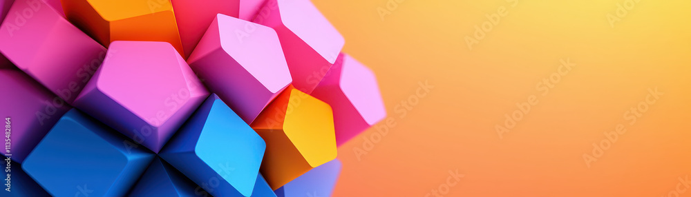 Poster colorful geometric shapes create vibrant abstract background with warm gradient