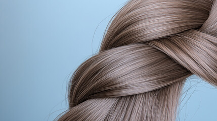 Naklejka premium Braided Light Brown Hair Against Pale Blue Background