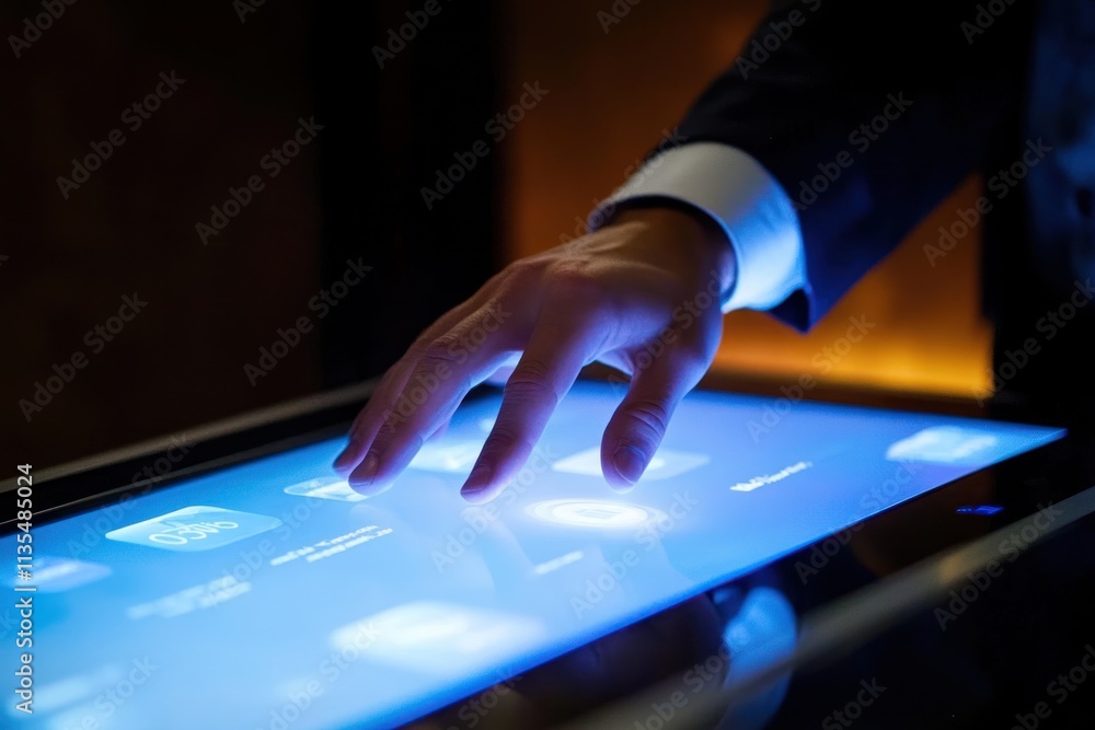 Aufkleber Person using touchscreen interactive display.