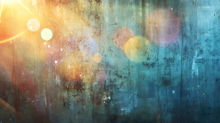 Distressed colorful background with lens flare effects