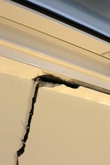 House structural foundation cracked, building problem wall cracked.