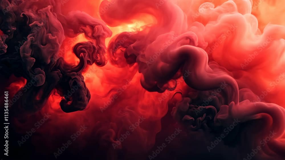 Poster swirling red clouds create an abstract representation of motion and energy in a vibrant display of c