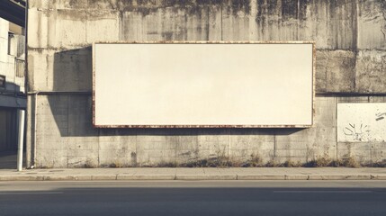 Classic vintage blank billboard in an urban setting with a clean plain design, ideal for conceptual displays and creative branding in a minimalist retro theme