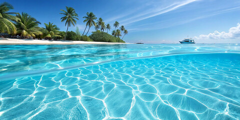 Blue water ripple with surface, splash. Abstract​ of​ surface​ blue​ water​ reflected​ with​ sunlight​ for​ background. ​ Water​ splashed​ abstract​ background