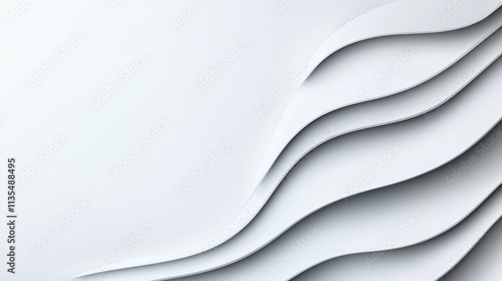 Poster abstract grey and white background with layered paper waves creating depth