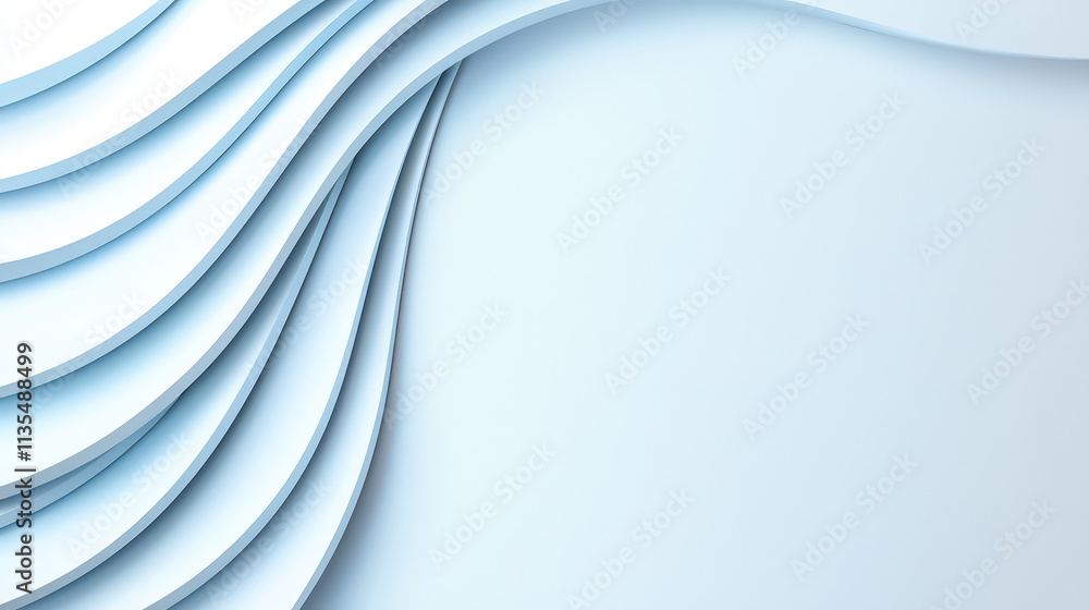 Poster soft blue abstract background with layered paper waves creating depth and texture. ideal for modern 