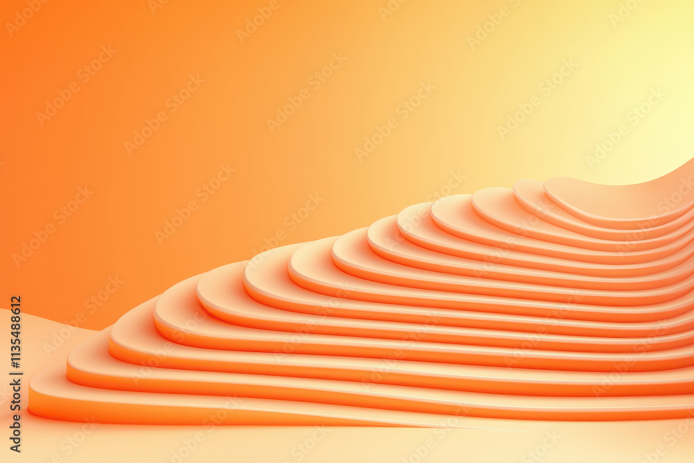 Poster smooth orange abstract background with layered curves creating depth and warmth. ideal for branding 