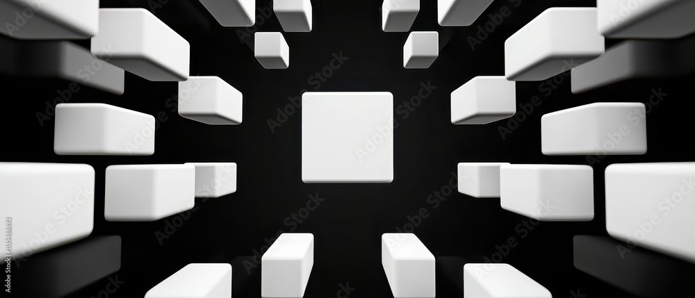 Aufkleber minimalist design with white blocks on black background creates depth and contrast