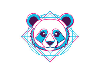 Naklejka premium Geometric Panda Illustration: Colorful Vector Art Design