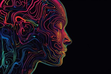 Minimalist ai line art featuring vibrant circuitry lines for a modern aesthetic appeal