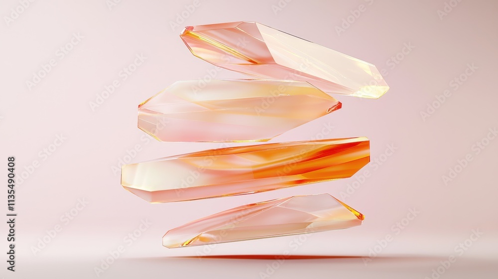 Aufkleber floating translucent prismatic shapes digital art abstract design soft environment aesthetic perspec