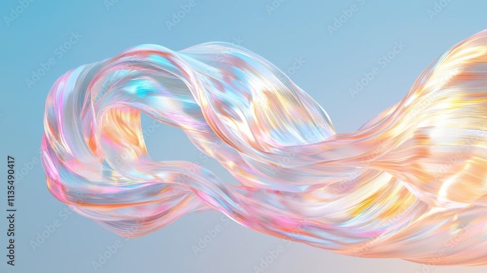 Aufkleber dynamic iridescent ribbons flowing in a prismatic spectrum digital art abstract soft background arti