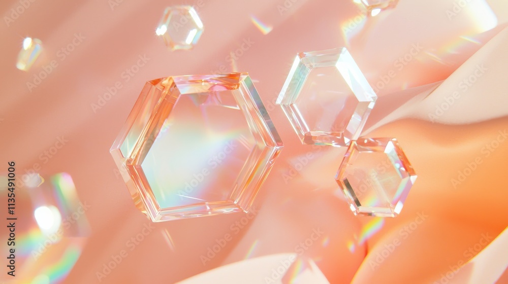 Aufkleber prismatic abstract hexagonal prisms creative studio digital art bright environment close-up view col