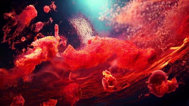 3D Animation of Microscopic View of Sickle Cells Being Destroyed - Medical illustration Footage. 4K