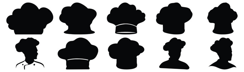 Chef silhouette set vector design big pack of cap illustration and icon
