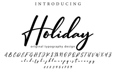 Holiday Font Stylish brush painted an uppercase vector letters, alphabet, typeface
