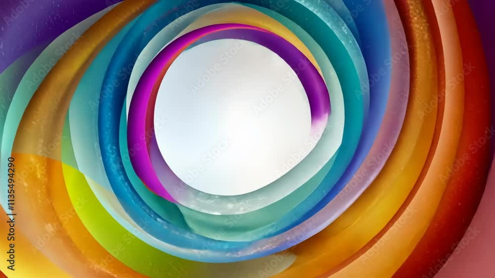 Poster colorful swirling patterns create a mesmerizing tunnel effect with vibrant hues and smooth gradients