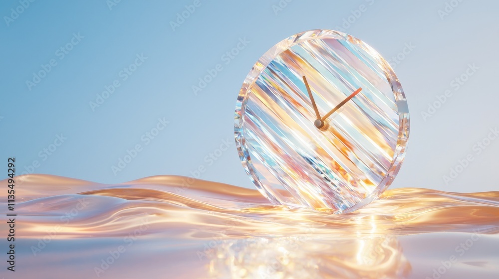 Poster Abstract clock design digital art prismatic color scheme serene environment artistic viewpoint time concept