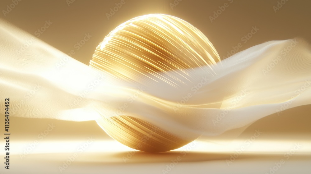 Aufkleber glowing abstract sphere in motion studio setting digital art ethereal environment close-up perspecti