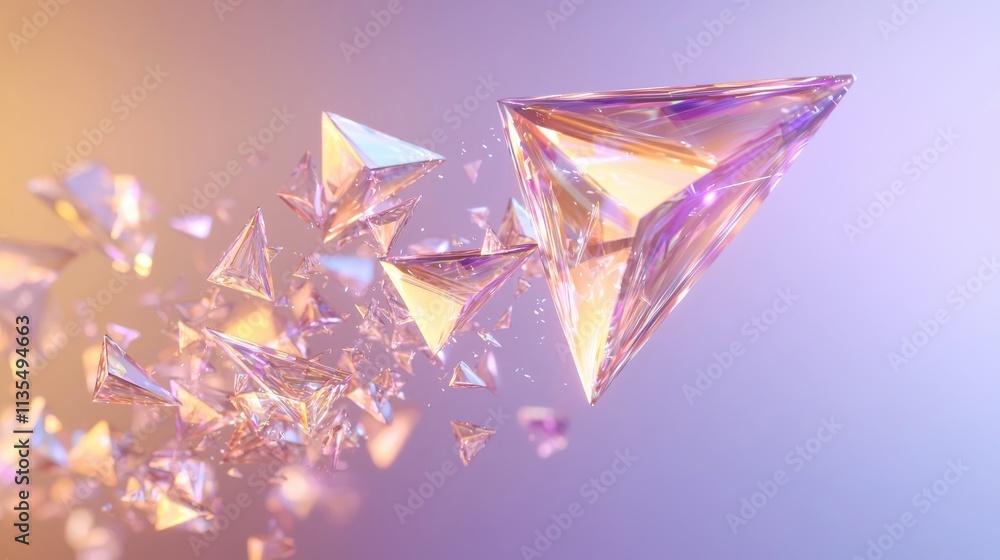 Poster fractal explosion of prismatic shapes digital space 3d visualization abstract environment dynamic pe