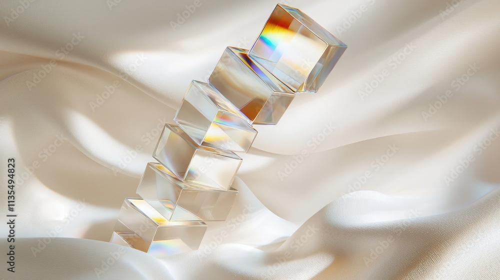 Aufkleber floating prismatic cubes abstract art display studio environment digital content creative viewpoint 