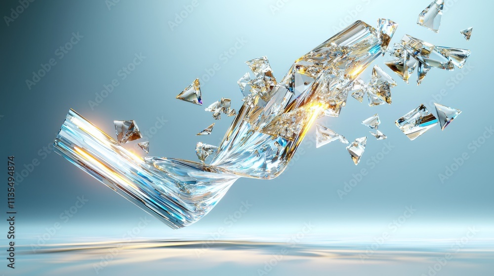 Poster floating prism art installation modern gallery digital artwork abstract environment dynamic viewpoin