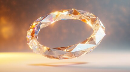 Fototapeta premium Levitating prismatic torus abstract art digital creation studio vibrant environment close-up view modern design concepts