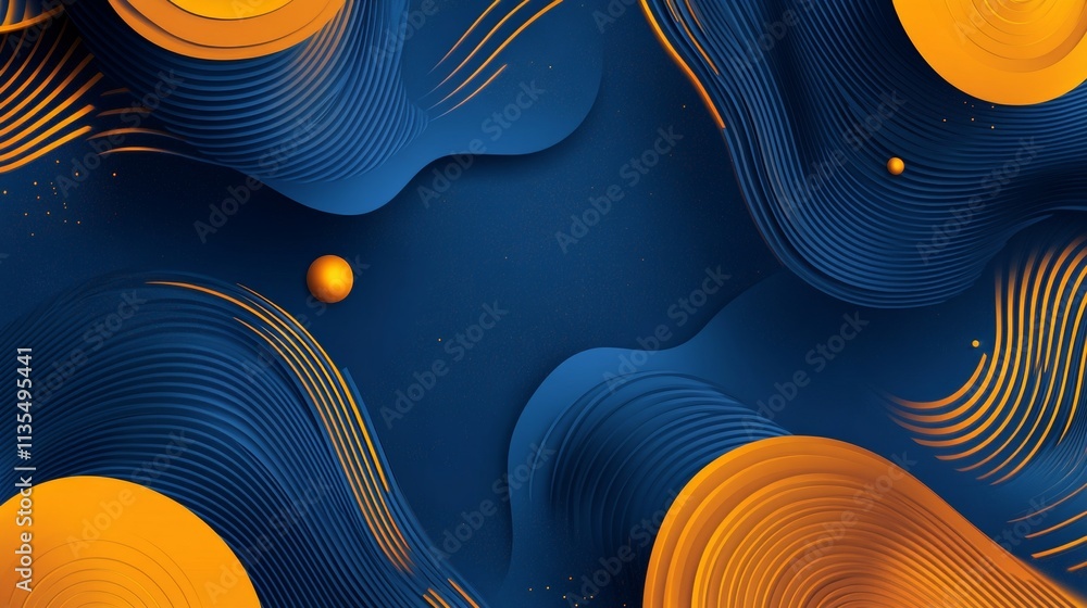 Aufkleber elegant abstract background featuring blue lines and golden geometric triangle patterns for design
