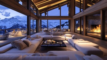 Fototapeta premium Luxury Chalet with Breathtaking Mountain Views