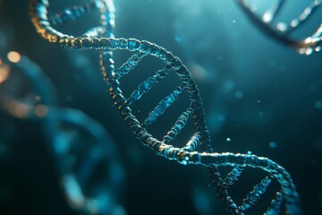 Illuminated dna helixes set against a futuristic digital backdrop for scientific innovation