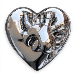 Chrome Heart with Abstract Metallic Forms