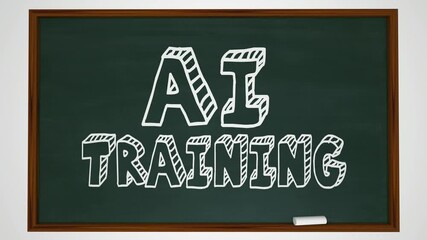 AI Training Chalkboard Artificial Intelligence Data Algorithms Learning 3d Animation - Powered by Adobe