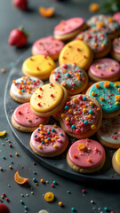 Colorful Cookie Platter with Icing and Sprinkles
