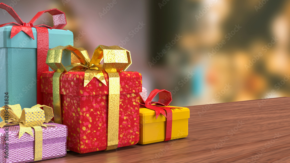 Wall mural The Gift box for celebration or Holiday concept 3d rendering.