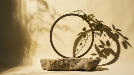 Empty Podium for product display with lef shadow background.