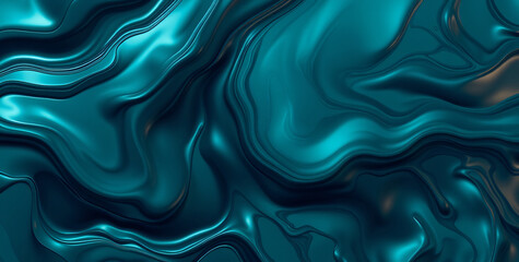 Obraz premium Abstract Teal Liquid Marble Texture Background Swirling Fluid Design Deep Ocean Waves Seamless Pattern Digital Art