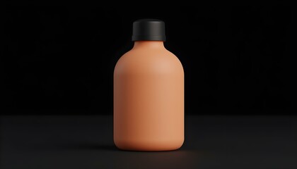 blank orange bottle 3D render isolated on a black background create with ai