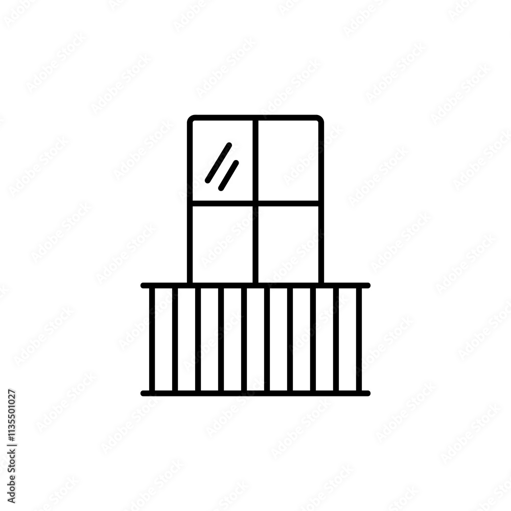 Poster balcony icon. vector flat black linear illustration for web and app..eps
