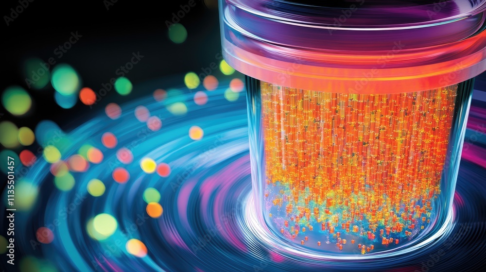 Aufkleber vibrant abstract visualization of data streams in glass container