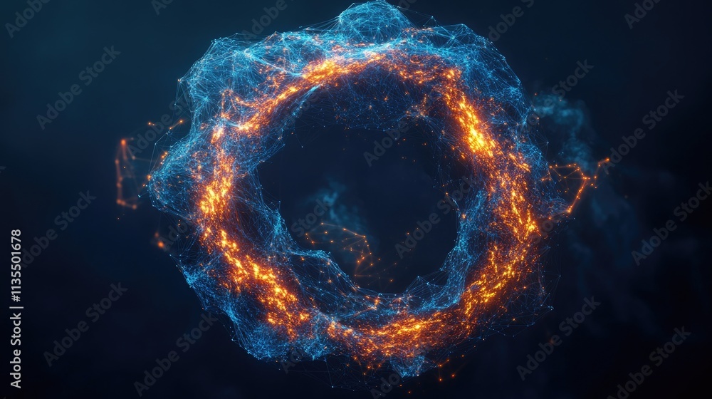 Aufkleber digital abstract vortex with glowing particles and light effects
