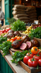 Vibrant Market Stall with Fresh Provencal Ingredients