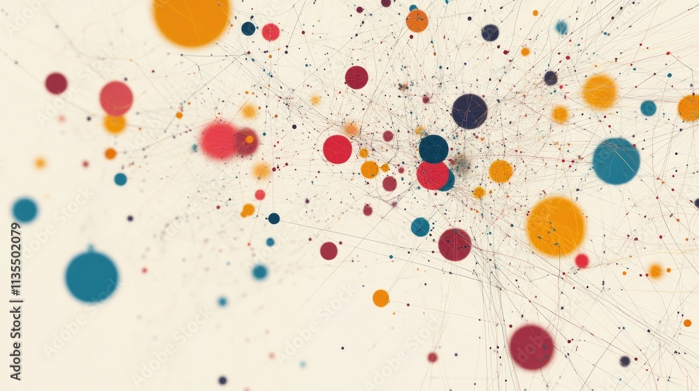 Poster colorful abstract design with dots and lines on light background
