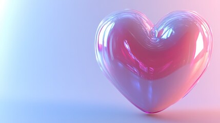 Fototapeta premium Glossy Pink Heart Shape on Soft Gradient Background for Love Theme