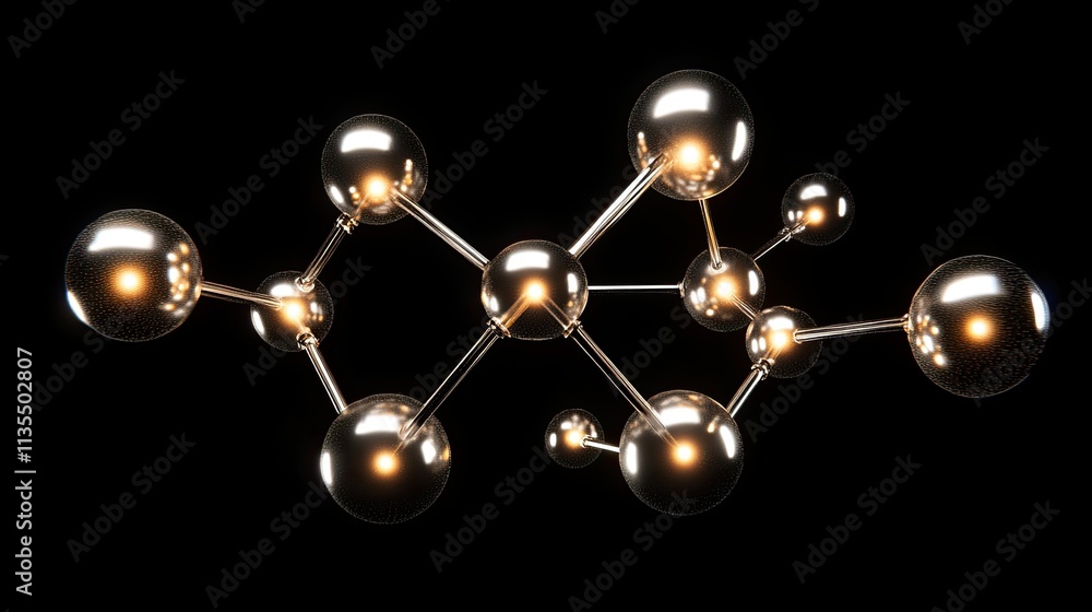 Aufkleber abstract representation of molecular structure with shiny spheres