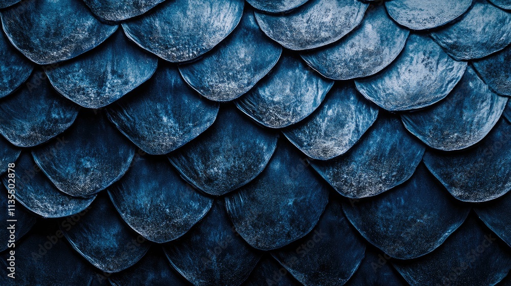 Poster dark blue textured scales pattern background for design projects