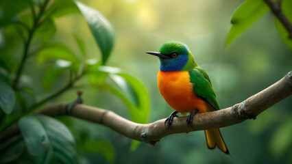 Obraz premium Green-headed Tanager in Tropical Habitat