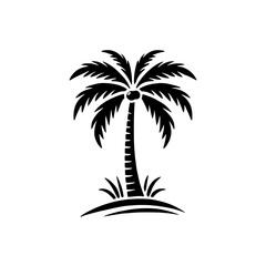 Obraz premium Tropical Paradise: Silhouette of a Coconut Palm Tree 