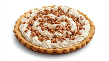 Creamy Nut Topped Pie with Whipped Topping and Crushed Nuts