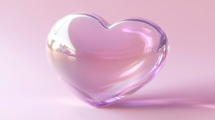 Transparent Heart Shape Sculpture on Soft Pink Background