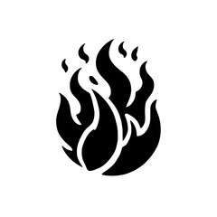 Fiery Icon: Black and white vector illustration of a stylized flame, perfect for graphic design projects, branding, and website elements.  